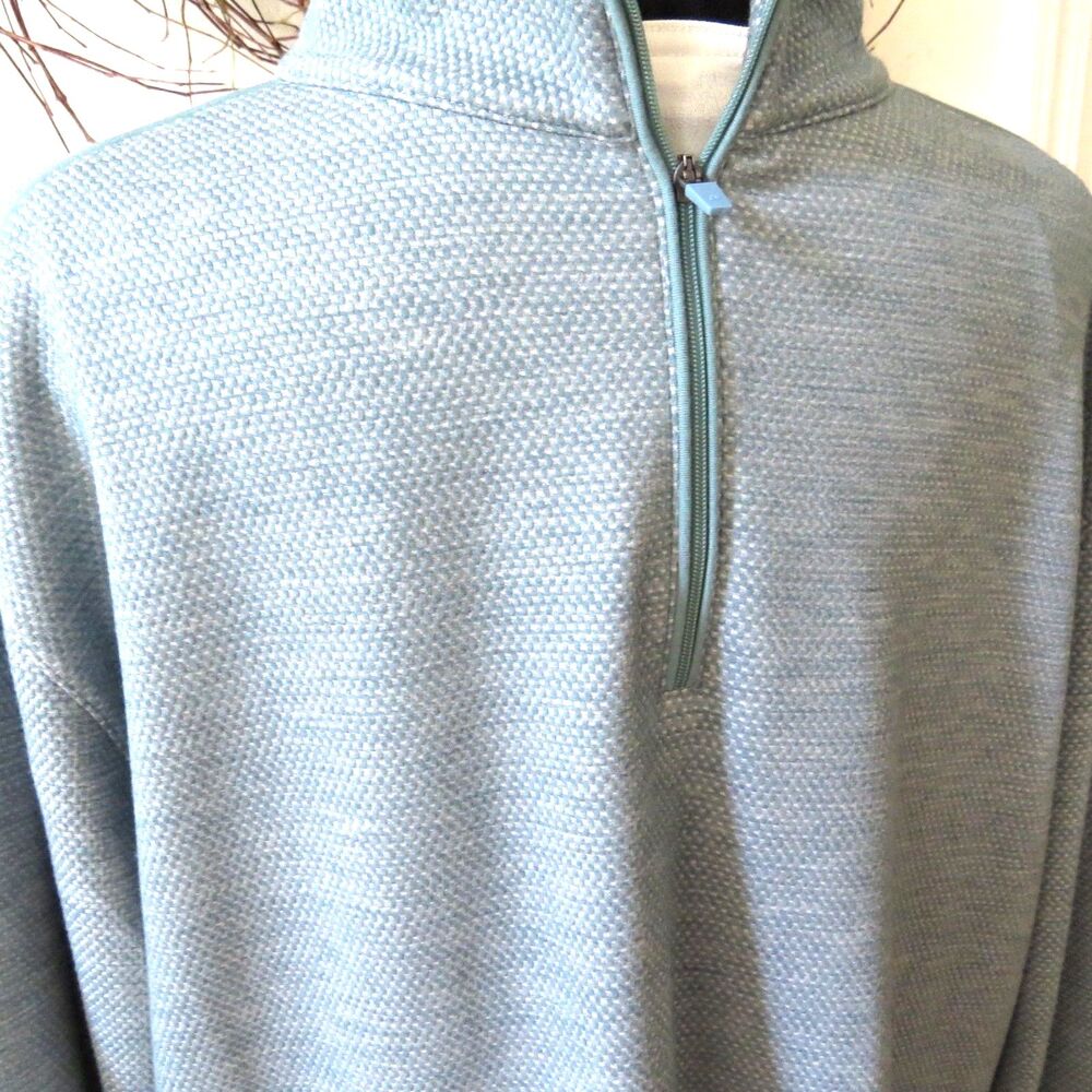 Ahead Casuals Men's Pullover Golf Sweater 1/4 Zip Sea Foam Green EUC - Picture 7 of 7